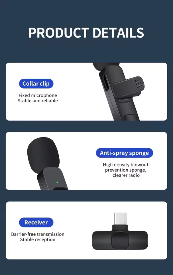 K9 Wireless Lavalier Microphone | ANC | 20m Range, 6H Battery | For iPhone+ Android